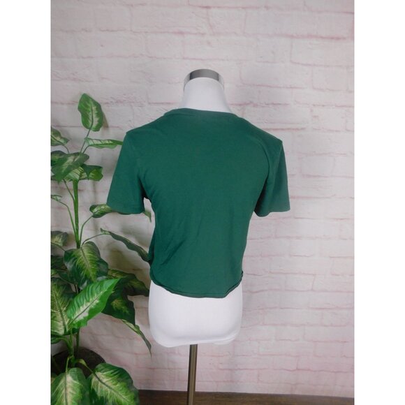 Papaya Green Knotted Cropped Front Graphic Tee Grow Positive Thoughts L - Picture 6 of 11